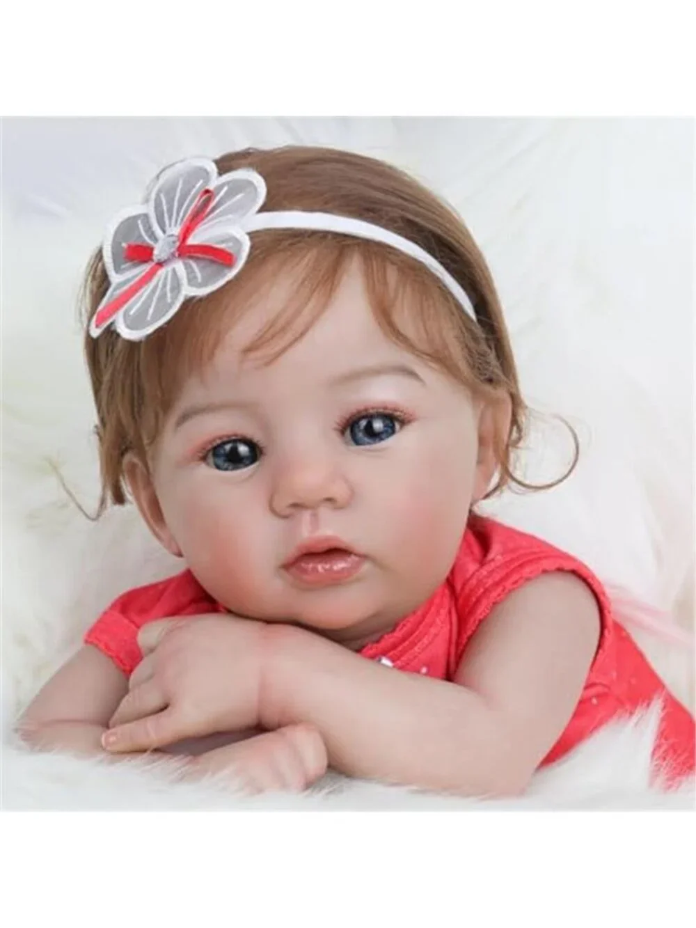 18 Inch Realistic Reborn Baby Girl Doll Hand Rooted Hair Soft Weighted Body Vein